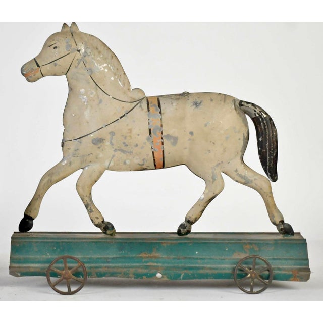 American Antique American Folk Running Horse Tin Toy For Sale - Image 3 of 3
