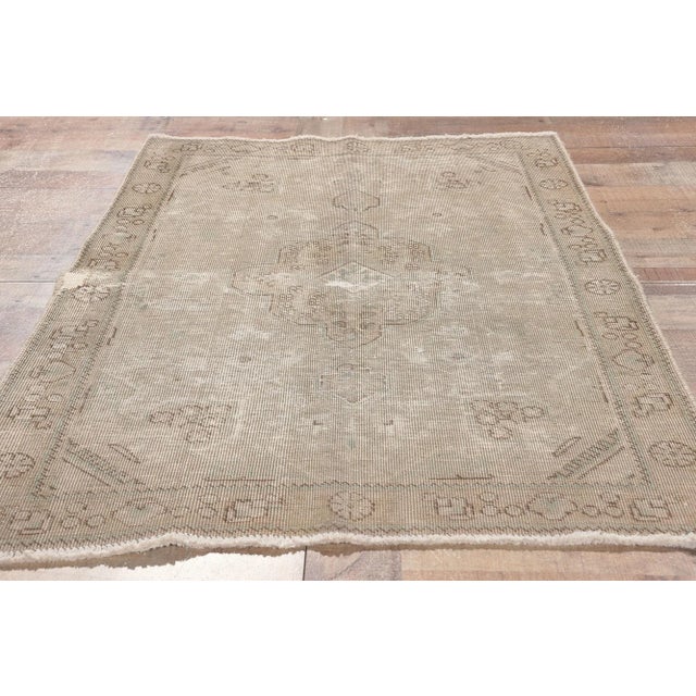 Taupe Mid 20th Century Distressed Faded Vintage Persian Rug, 03'01 X 04'07 For Sale - Image 8 of 10