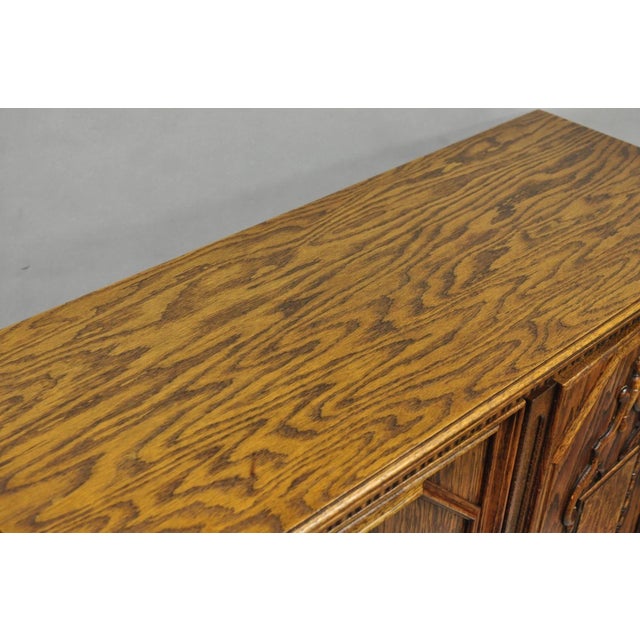 Antique Jacobean Renaissance Tudor Oak Blind China Cabinet Bookcase Cupboard For Sale - Image 12 of 15