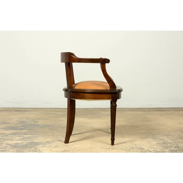 Late 19th Century French Empire Style Mahogany Barrel Back Desk Chair For Sale - Image 11 of 18