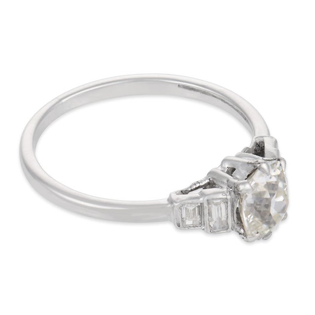 1930s Art Deco Gia 1.09 Carat Old Mine Cut Diamond Platinum Engagement Ring, Size 7.5 For Sale - Image 4 of 8