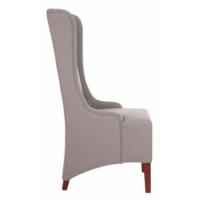 Modern 20''H Linen Dining Chair in Natural Cream & Cherry Mahogany For Sale - Image 3 of 11