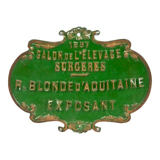 1997 French Cast Aluminum Award Plaque For Sale