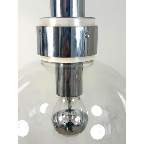 Silver Large Space Age Pendant Light attributed to Motoko Ishii for Staff, 1970s For Sale - Image 8 of 12