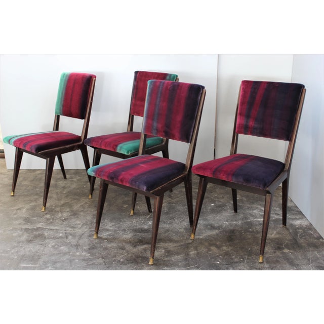 Mid-Century Velvet Dining Chairs, 1950s, Set of 4 For Sale - Image 4 of 7