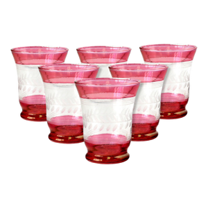 Bohemian Cranberry Juice Glasses, Set of 6