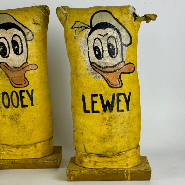 Folk Art Set of 3 Vintage Carnival Knock Downs Featuring Hooey, Dewey, & Lewey, Donald Duck Folk Art Americana For Sale - Image 3 of 11