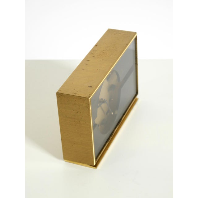Small and Mechanical Swiza 8 Table Clock in Brass with an 8-Day Movement, 1960s For Sale - Image 10 of 15