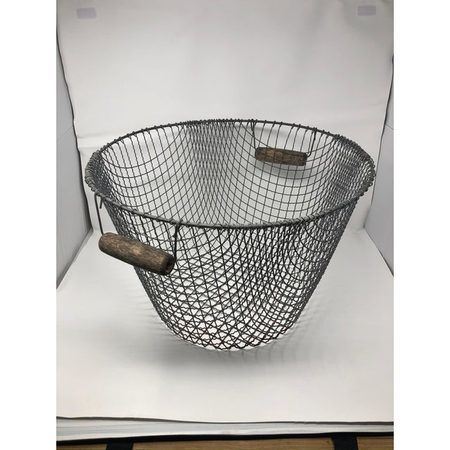 Vintage Wire Basket With Wooden Handles Chairish