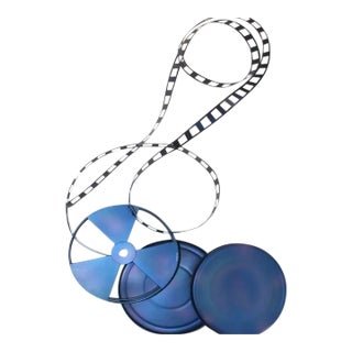 1990s Curtis Jere Blue Film Reel Wall Sculpture For Sale