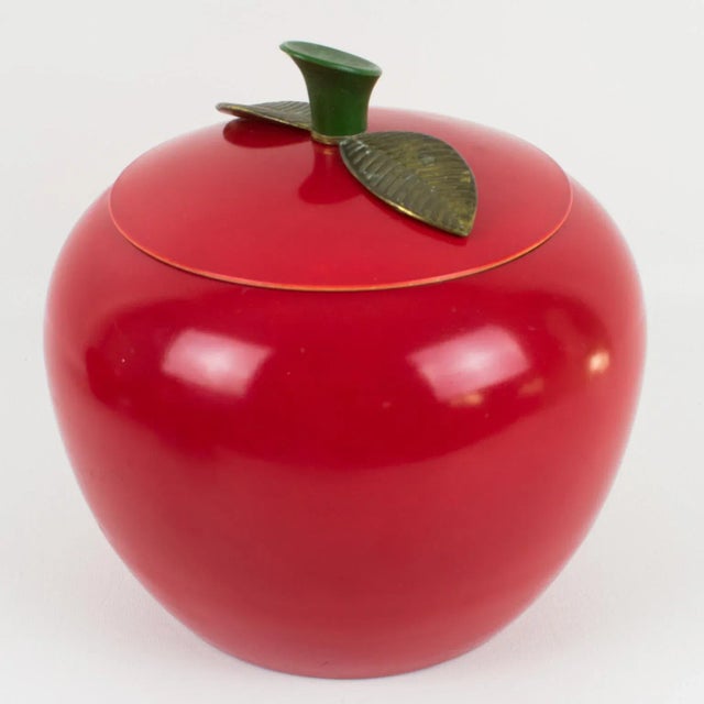 Mid-Century Kitchen Canister Cookie Jar Red Enamel Aluminum Apple, Set of 4 Pc For Sale - Image 12 of 13