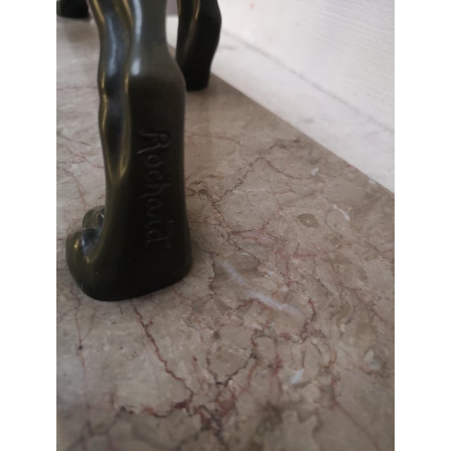 Rochard, Weimaraner Dog, 1950s, Bronze and Marble For Sale - Image 13 of 15