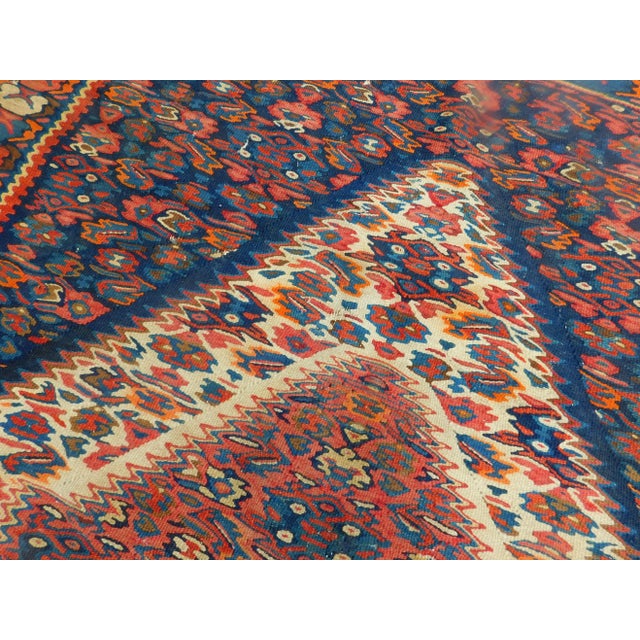 Textile Antique Persian Senneh Kilim. 3'10"x 4'10" For Sale - Image 7 of 12