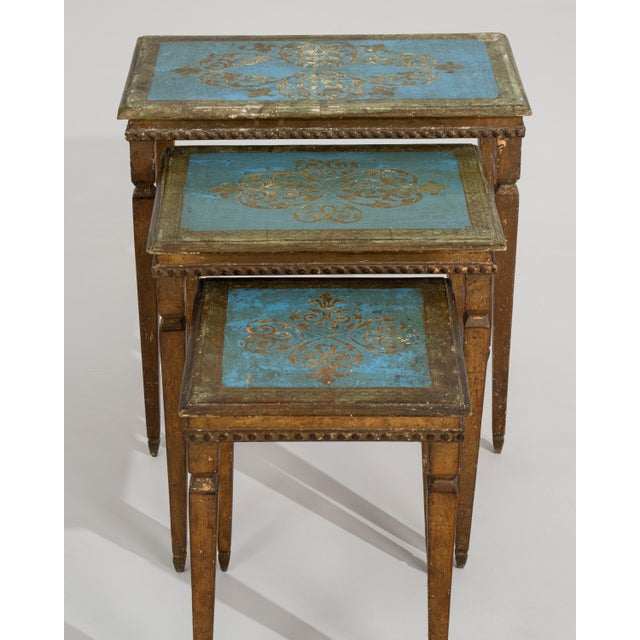 Mid 20th Century Set of 3 Italian Florentine Nesting Tables, Circa 1960 For Sale - Image 5 of 14
