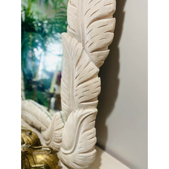 Beige Serge Roche Style Wood Carved Palm Tree Front Console Table & Mirror For Sale - Image 8 of 12