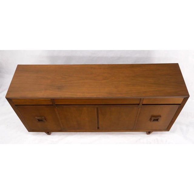 Mid Century V Shape Leg 4 Doors Compartments 3 Drawer Credenza Buffet Cabinet For Sale - Image 10 of 13