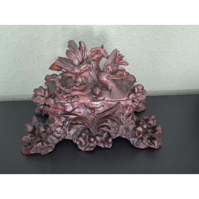 French Black Forest Jewelry Box with Birds and Vase Holder, 1950 For Sale - Image 15 of 17