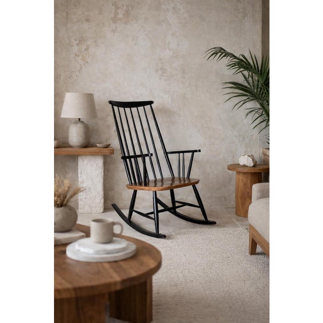 Mid-Century Modern Mid-Century Finnish Modern Wooden Rocking Chair by Ilmari Tapiovaara for Asko, 1960s For Sale - Image 3 of 18