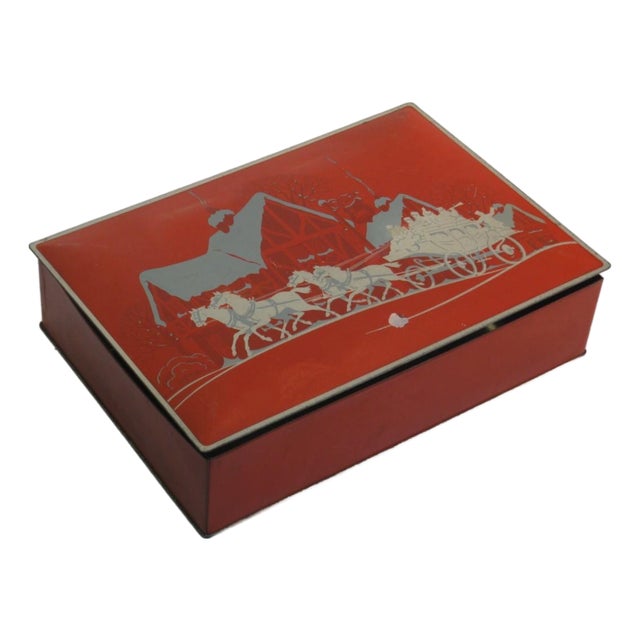 Tin / Box Nabisco Cookies or Crackers Metal Vintage Xmiss Horse Carriage For Sale