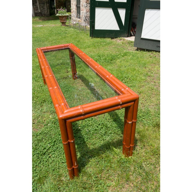 Faux Bamboo Console Table For Sale - Image 4 of 13