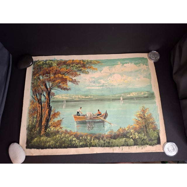 An exceptional opportunity to acquire a curated, matching suite of two (2) original mid-century modernist oil paintings by...