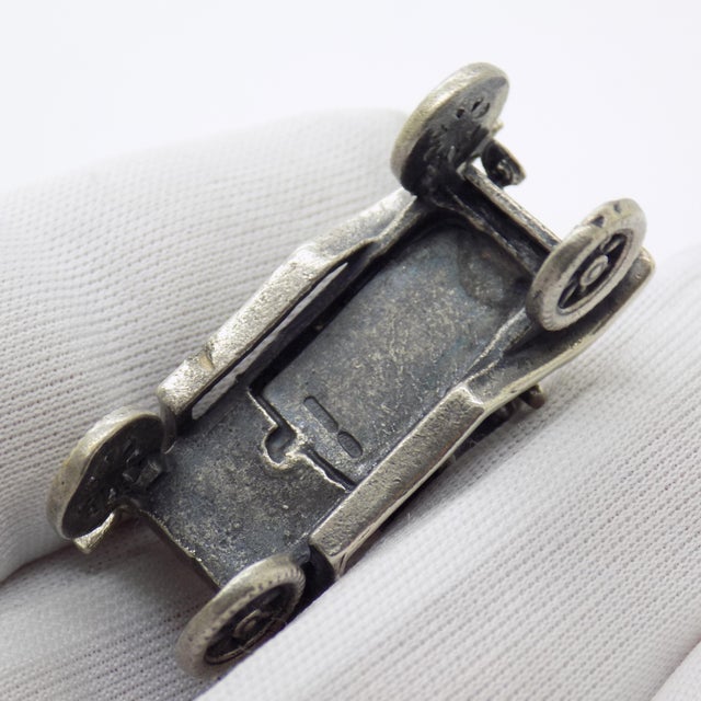 Metal Vintage Italian Handmade Genuine Silver Classic Car Miniature by Raspini Gioielli in Tuscany (Italy) For Sale - Image 7 of 10