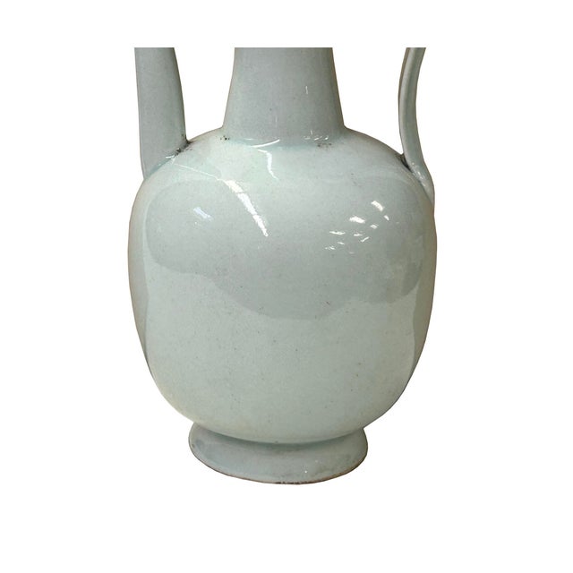 Celadon Chinese Porcelain Light Celadon White Plain Minimalistic Art Vase For Sale - Image 8 of 8