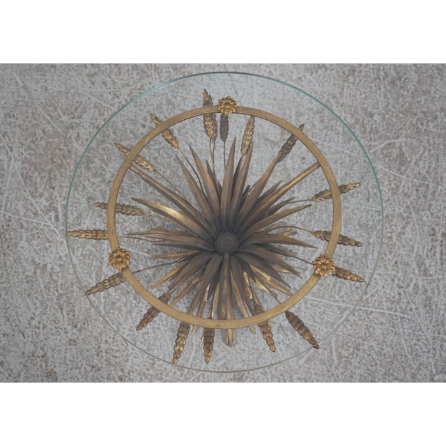 Pair of Italian Glass Top Toleware Wheat Sheaf Side Tables For Sale - Image 4 of 12