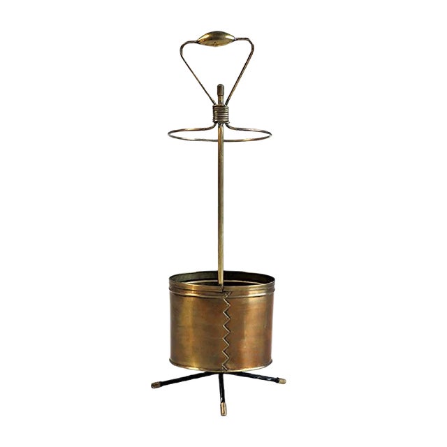 French Golden Brass Umbrella Stand by Mathieu Matégot, 1950s For Sale