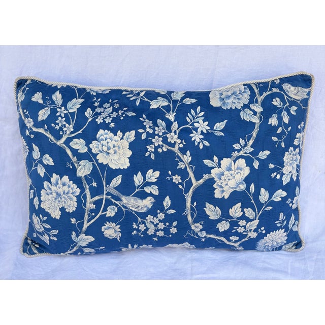 Chinoiserie 1980's Blue Bird Floral Chinoiserie Decorative Pillows-Set of Two For Sale - Image 3 of 8