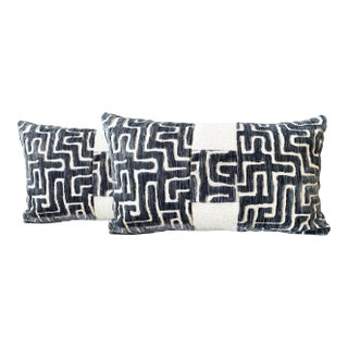 Onyx Velvet Lumbar Pillow Covers- A Pair For Sale