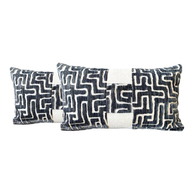 Onyx Velvet Lumbar Pillow Covers- A Pair For Sale