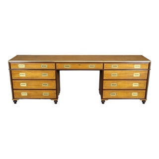 Superb Quality Baker Collector's Edition Satinwood Campaign Style Credenza For Sale