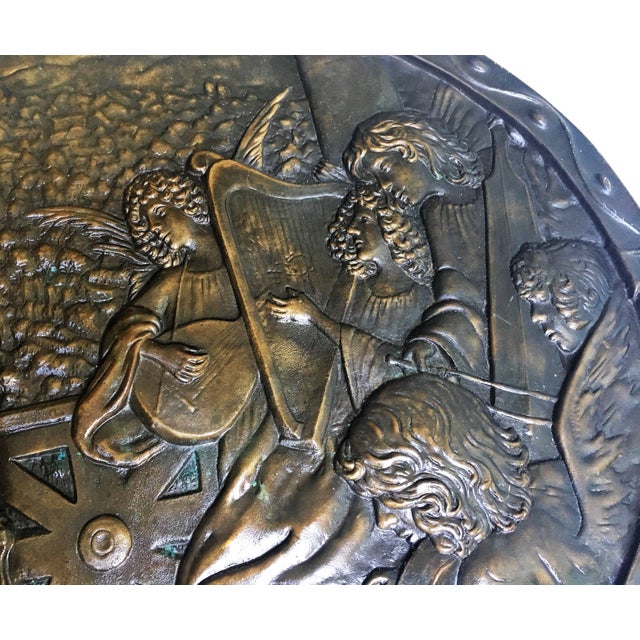 19th Century Relief Bronze Masterpiece With Cherubs in a Barrel-Organ For Sale - Image 6 of 11