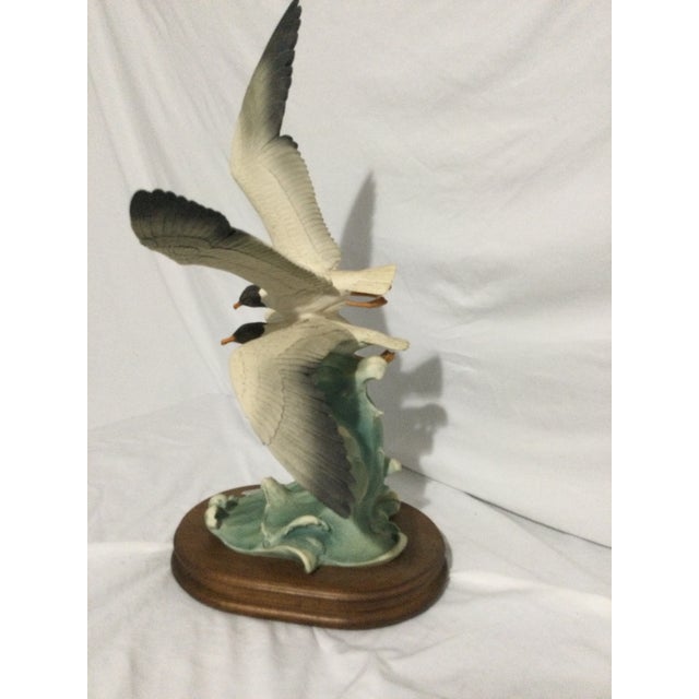 Late 20th Century Vintage Coastal Bird Sculpture With Waves on Wooden Base For Sale - Image 5 of 5
