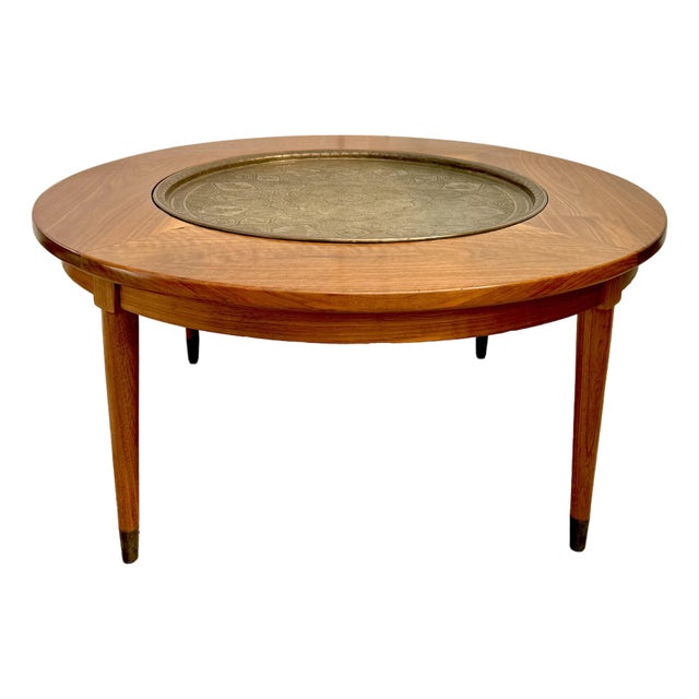 MCM Coffee Table Brass Tray For Sale