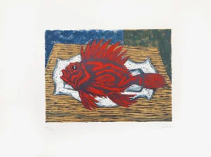 Un Poisson Rouge, Laurent Marcel Salinas Lithograph, Signed and Numbered in Pencil