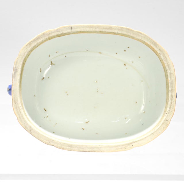 Antique Blue & White Canton Chinese Export Porcelain Miniature Sauce Tureen For Sale - Image 10 of 12