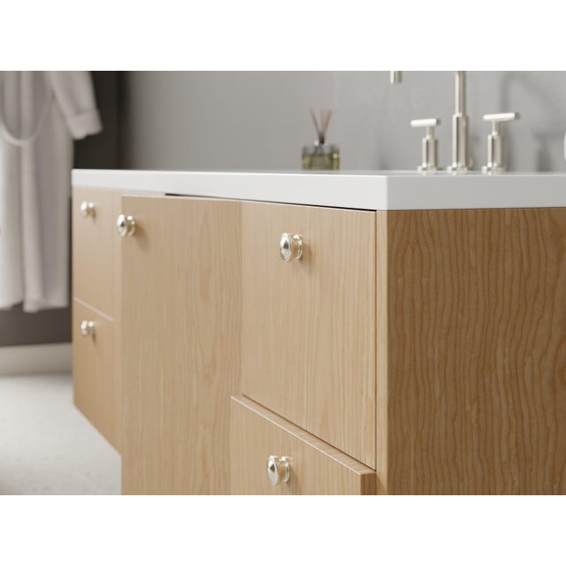 Floating Bathroom Vanity - 48" Width - Natural Wood Veneer - Handcrafted in Brooklyn, Ny For Sale In New York - Image 6 of 10