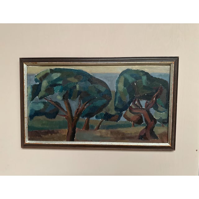 Britta Krüger, Large Landscape with Trees, 1960s, Oil on Canvas, Framed For Sale - Image 8 of 18