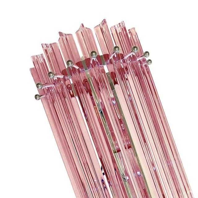 Glass Italian Scenographic Pink Triedro Murano Glass Wall Sconces by Simoeng, Set of 2 For Sale - Image 7 of 8