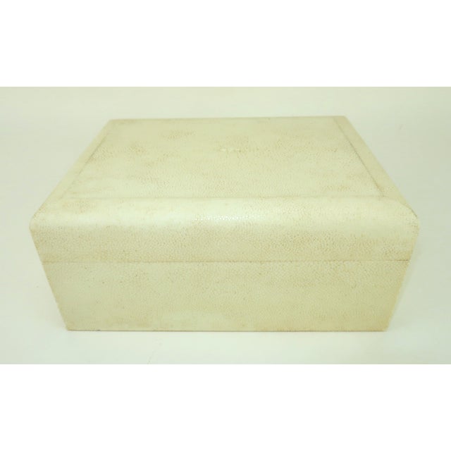 Vintage Donna Karan Shagreen Covered Wood Lined Box For Sale - Image 4 of 12