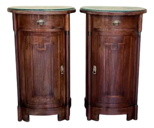 1890 Biedermeier Drum Tables with Drawer and Door, Set of 2