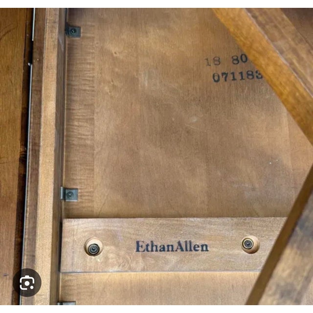 Vintage 1970s Ethan Allen Solid Maple Draw-Leaf Dining Table For Sale - Image 12 of 12