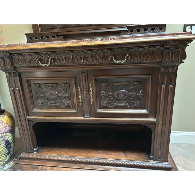 Stone Late 19th Century Renaissance Revival Carved Buffet With Marble Top For Sale - Image 7 of 9