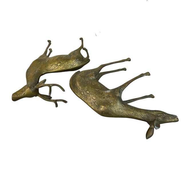 Set of 2 Mid Century Brass Deer Figurines, Buck & Doe For Sale - Image 12 of 15