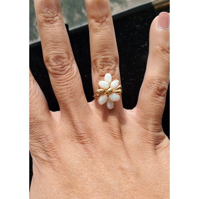 ♥ Product Summary ♥ Main Stone: Opal (Translucent) Australian Opal Band Material: 14k Yellow Gold Dimensions: 20mm x 13mm...