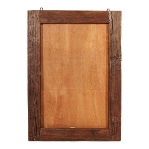 Antique Dutch Colonial Java Wooden Frame with Rustic Hand-Carved Detailing