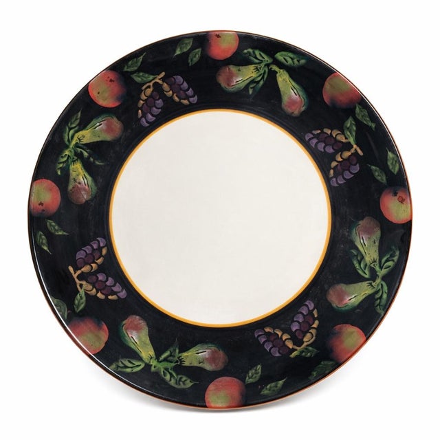 Late 20th Century Late 20th Century Hand-Painted Italian Ceramic Fruit Charger Platter Ceramica Arm 16.5” For Sale - Image 5 of 7