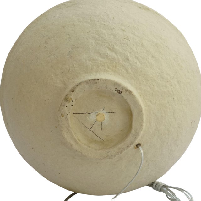 Custom Sculptural Paper Mâché Table Lamp – Organic Modern Design With Black Linen Shade For Sale - Image 16 of 16